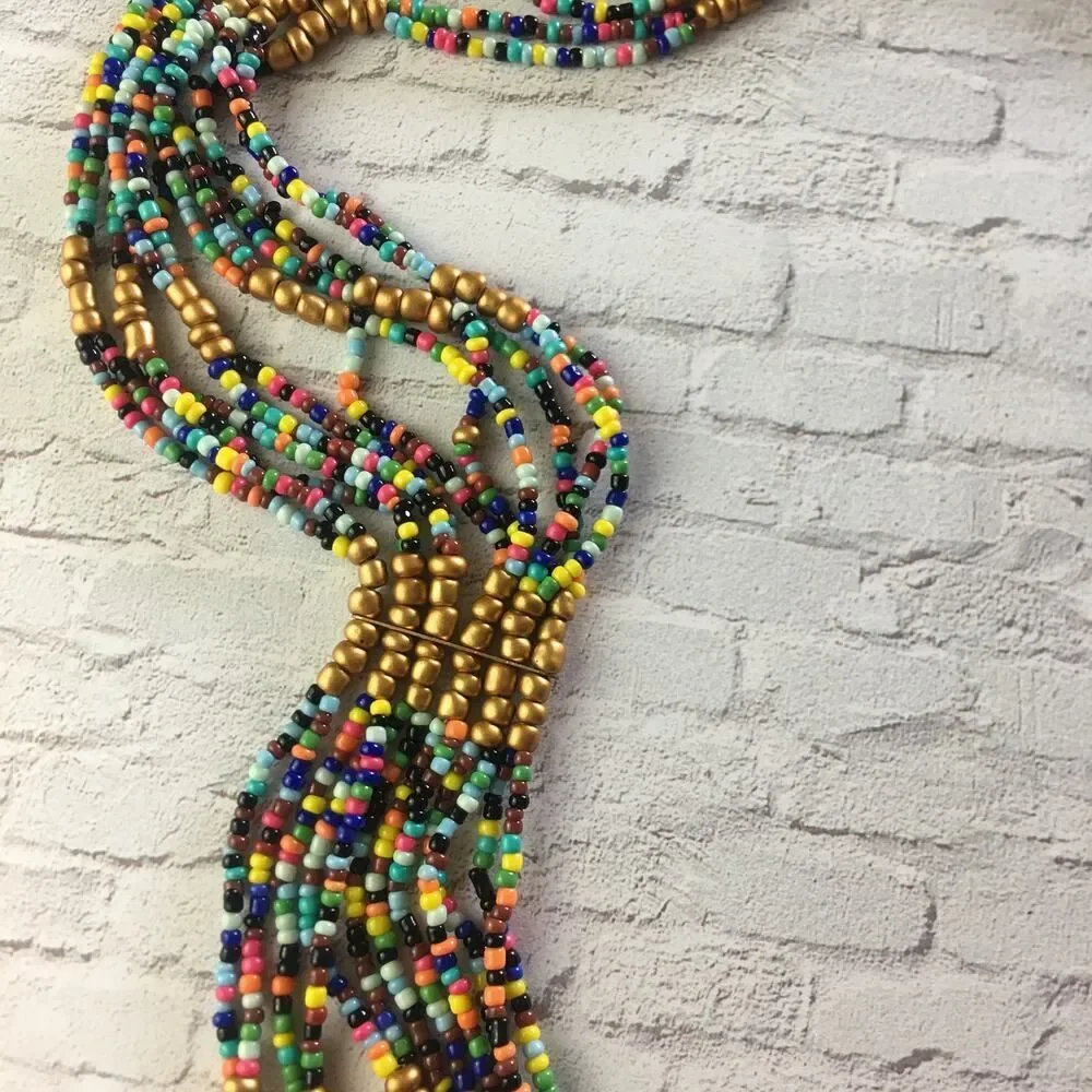 Vintage Boho Multi Strand Seed Bead Necklace 36